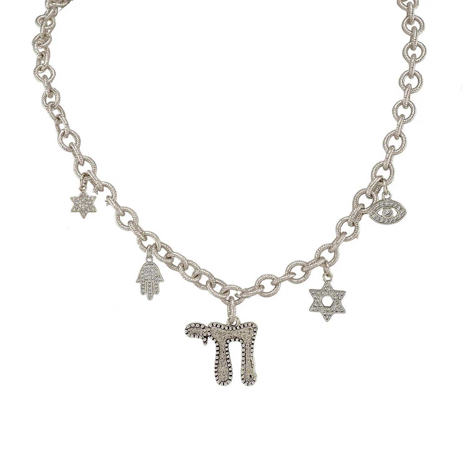 Love, Lisa Necklaces Debbie Jewish Chai Charm Necklace - Silver