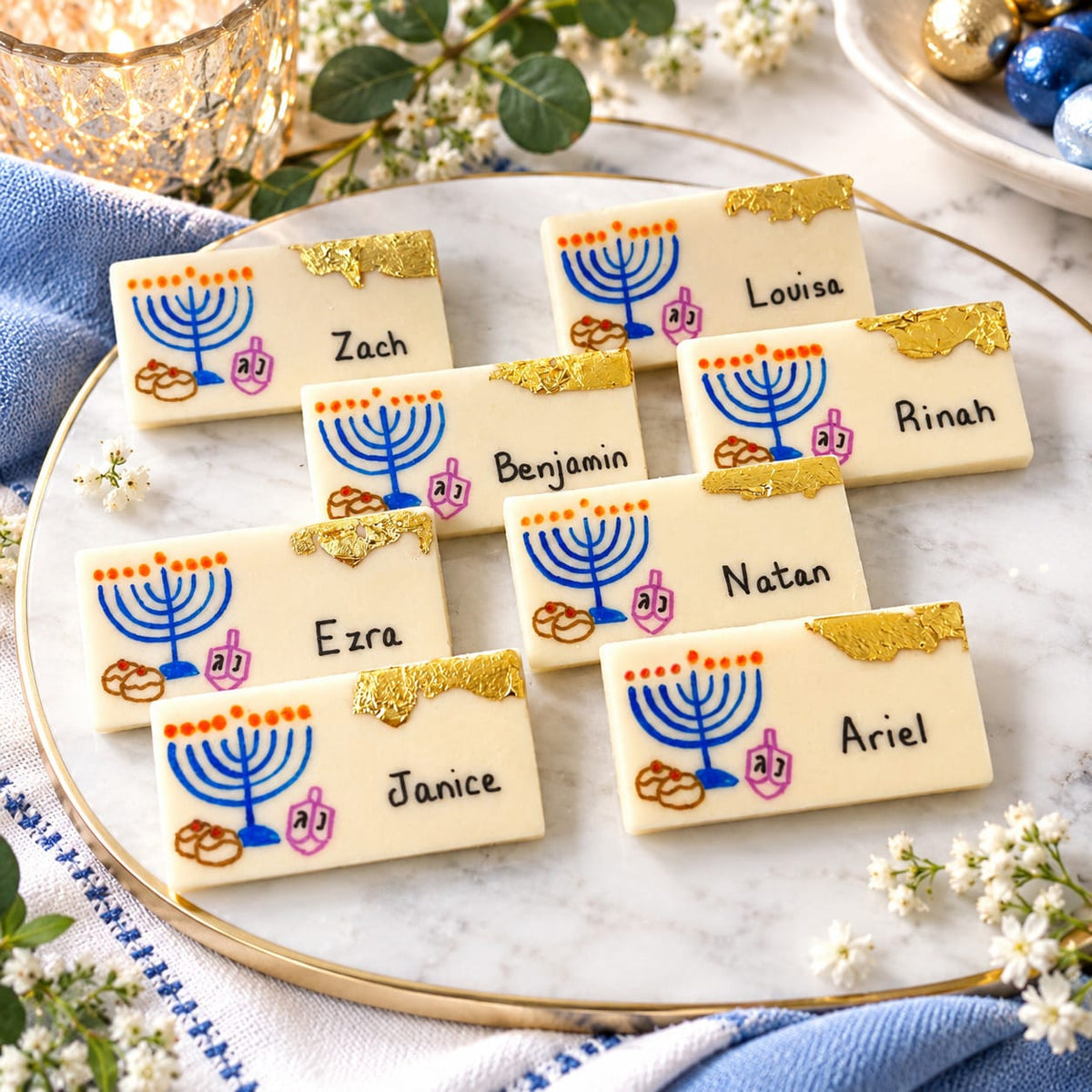 Marzipops Food Personalized Marzipan Luxe Hanukkah Placecards