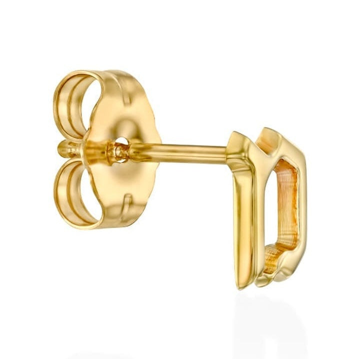 HOTCROWN Earrings Alef Bet Hebrew Letter Stud Earring - 14k Yellow, White or Rose Gold