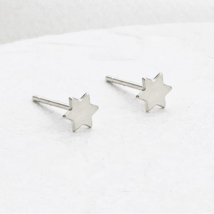 Shlomit Ofir Earrings Tiny Star of David Earrings - Silver