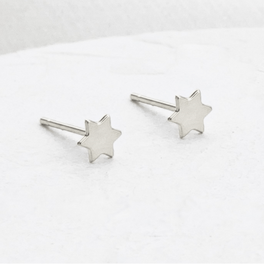 Tiny Star of David Earrings - Silver