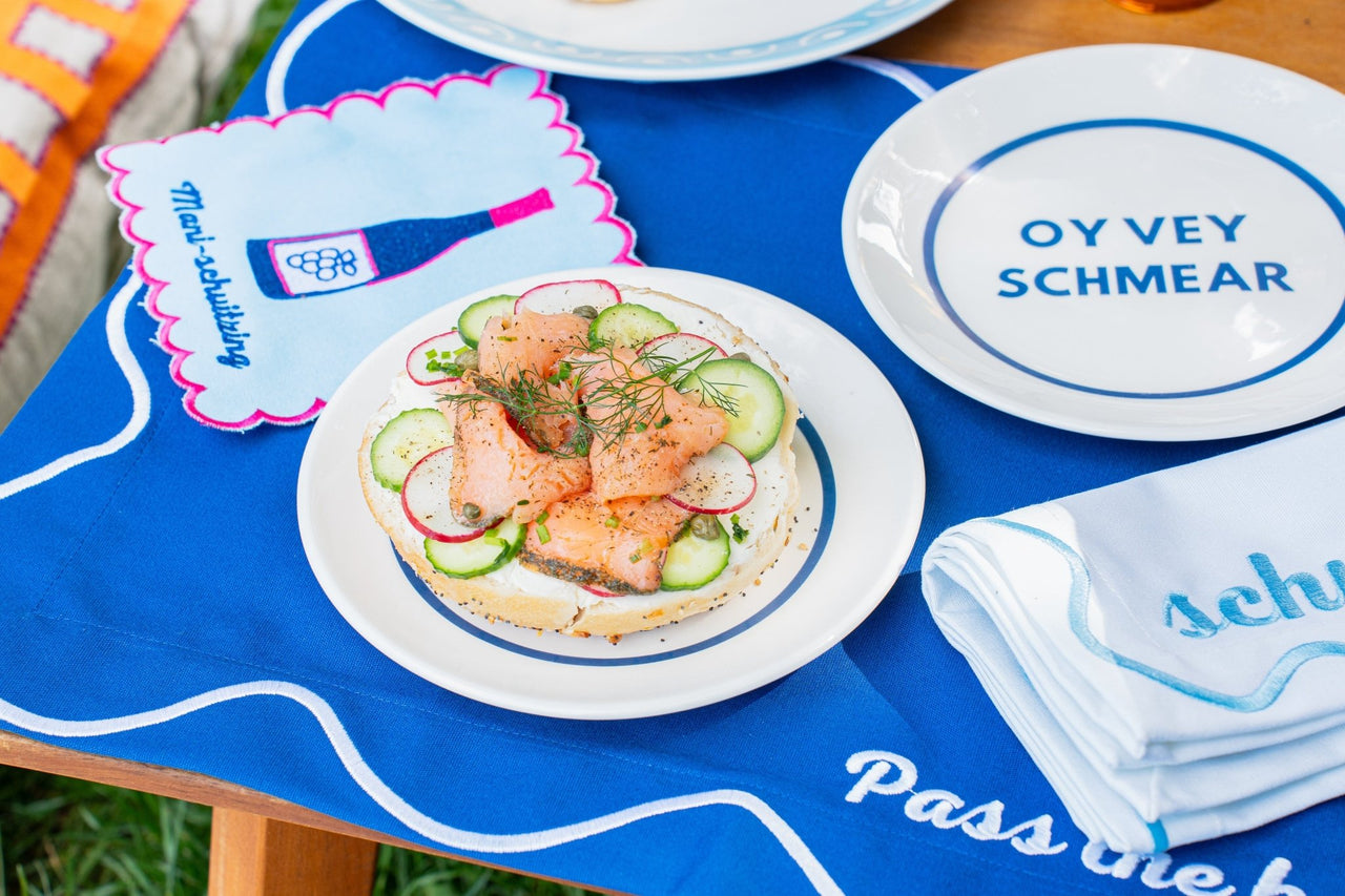 The Nosh Table - Shabbat and Schmear Nosh Porcelain Plates - Set of 4 - ModernTribe