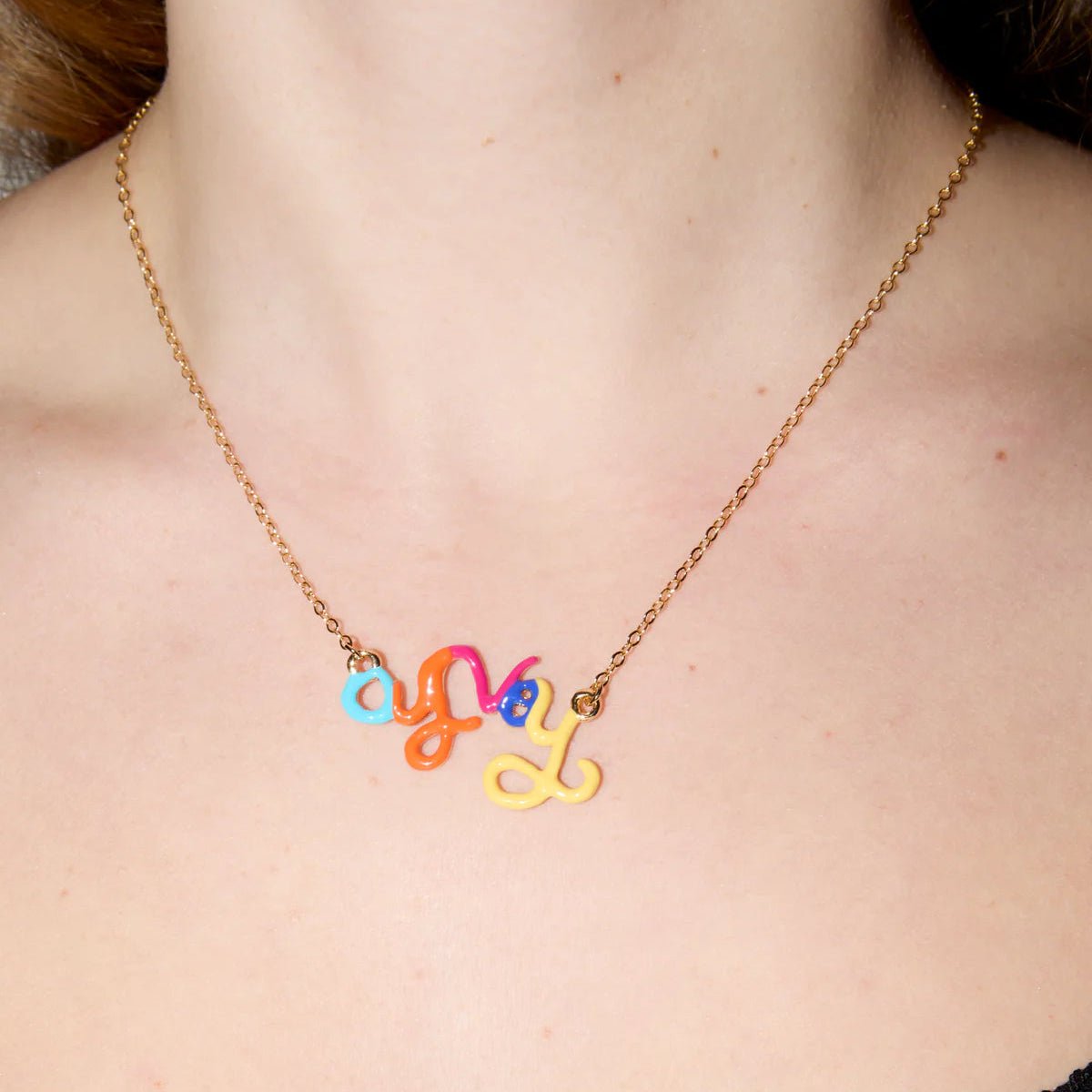Susan Alexandra - Rainbow Oy Vey Necklace by Susan Alexandra - Bronze - ModernTribe