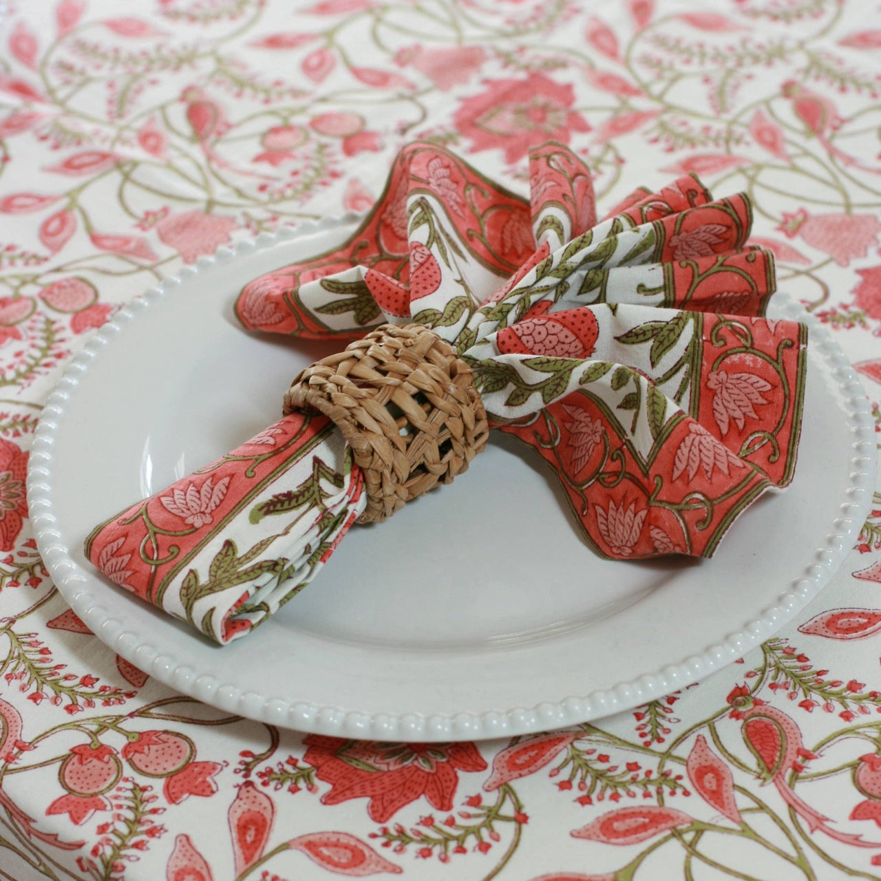 Pacific & Rose Textiles - Warm Red Pomegranate Cotton Napkins - Set of 4 - ModernTribe