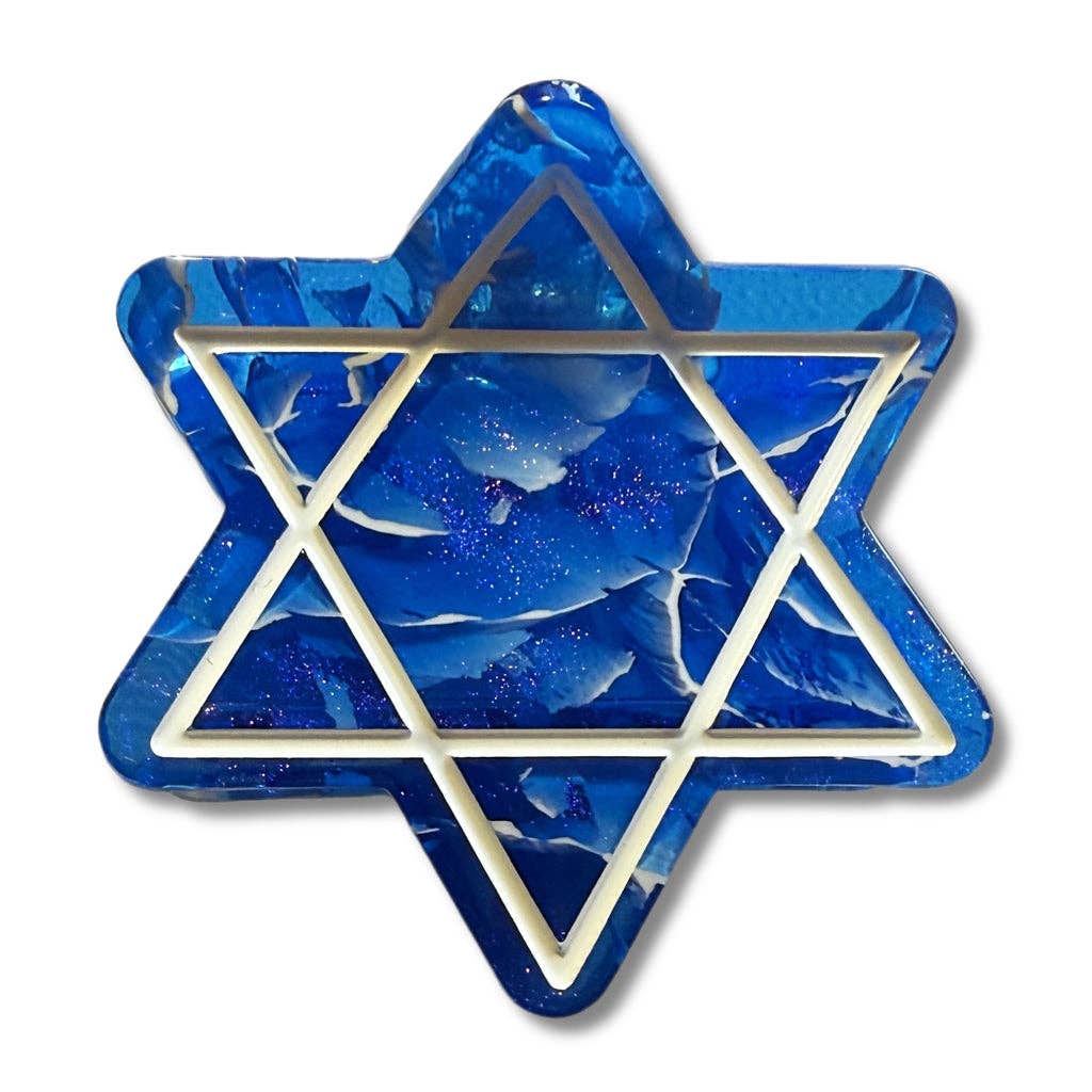 Moo G Clips - Star of David Hair Claw - Blue and White - ModernTribe
