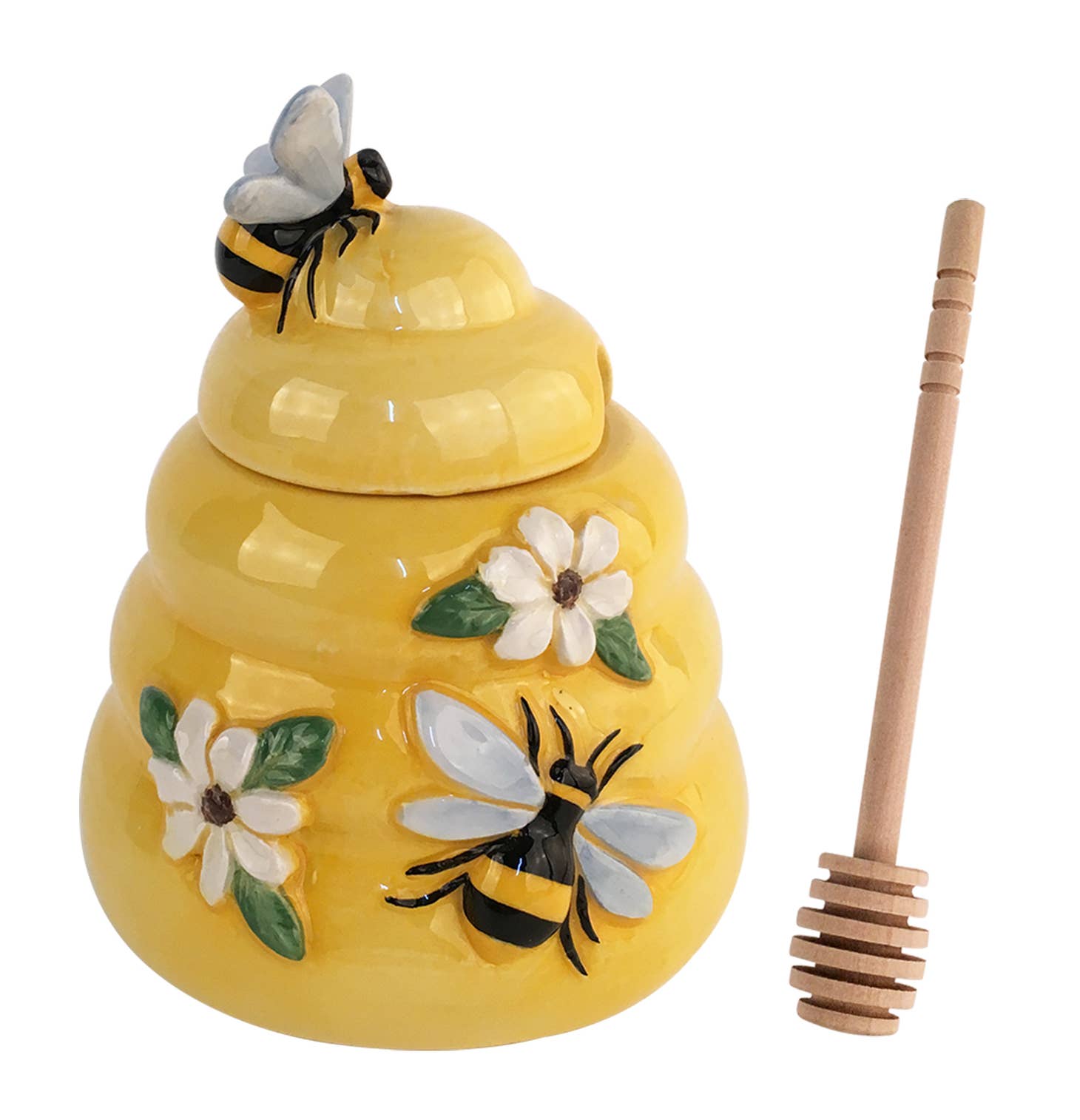 Blue Sky Clayworks Honey Dishes Yellow Hive Honey Pot