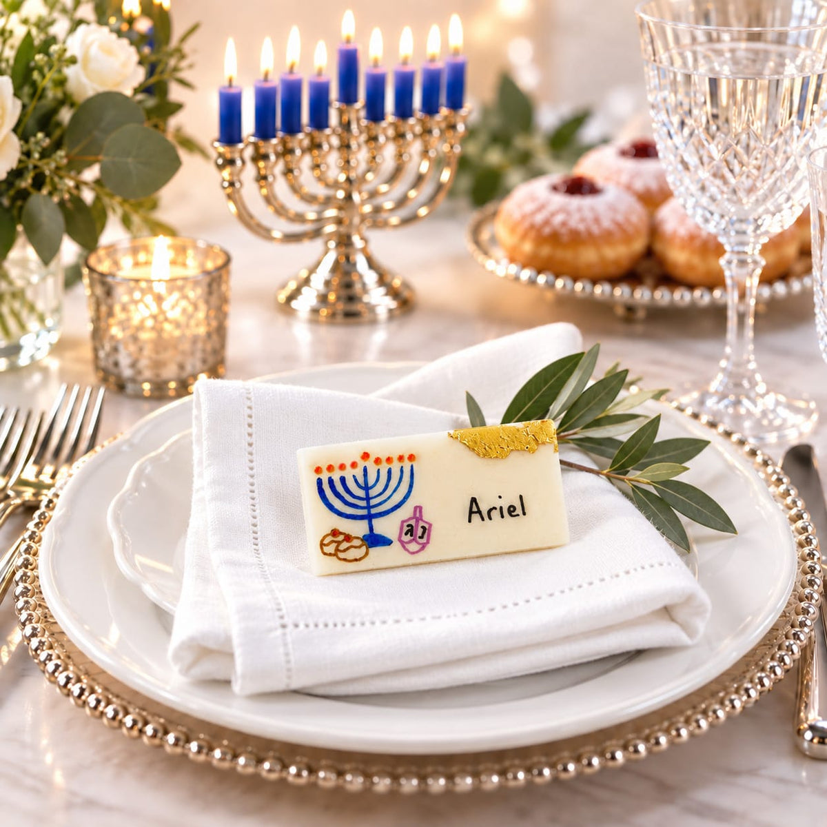 Marzipops Food Personalized Marzipan Luxe Hanukkah Placecards