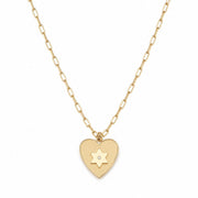 Miriam Merenfeld Jewelry Necklaces Gold-Plated / 15" Shelly Heart Star of David Diamond Paperclip Necklace by Miriam Merenfeld - (Sterling Silver or Gold-Plated)