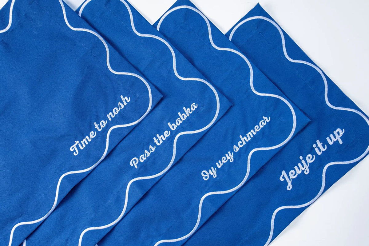 The Nosh Table - Time to Nosh Placemats - Set of 4 - (Blue or White) - ModernTribe