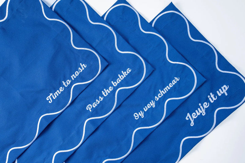 The Nosh Table - Time to Nosh Placemats - Set of 4 - (Blue or White) - ModernTribe