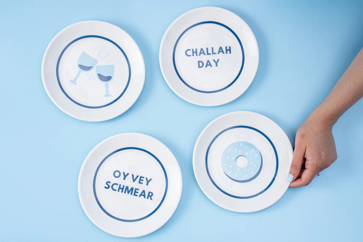 The Nosh Table - Challah Day Gift Set - (Set of 4 Plates & 4 Cocktail Napkins) - ModernTribe