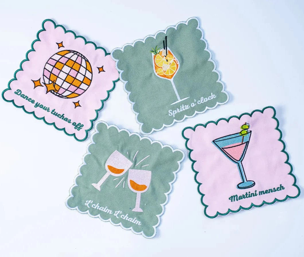 The Nosh Table Napkins Martini Mensch Cocktail Napkins - Set of 4