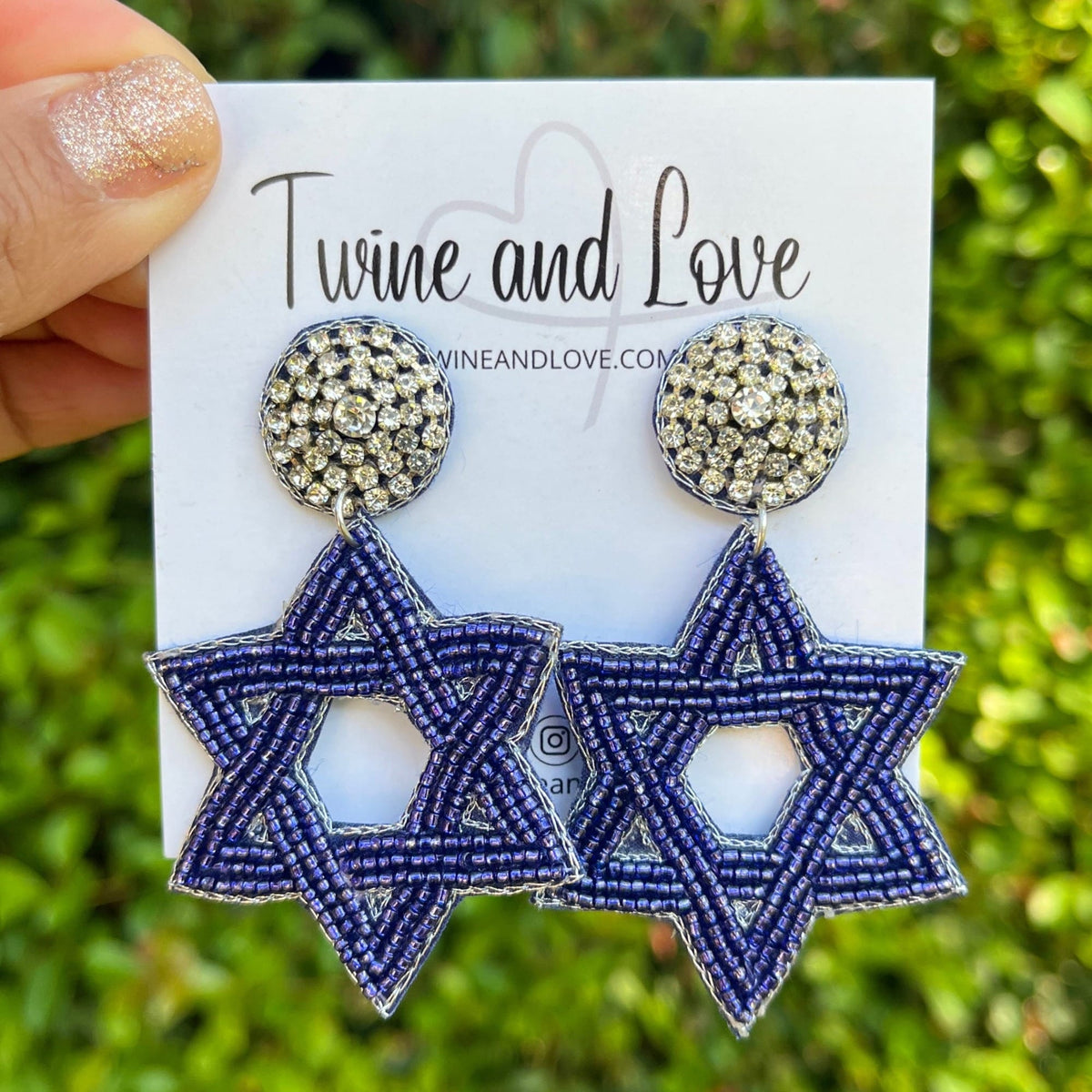 Twine and Love Earrings Star of David Beaded Earrings by Twine and Love