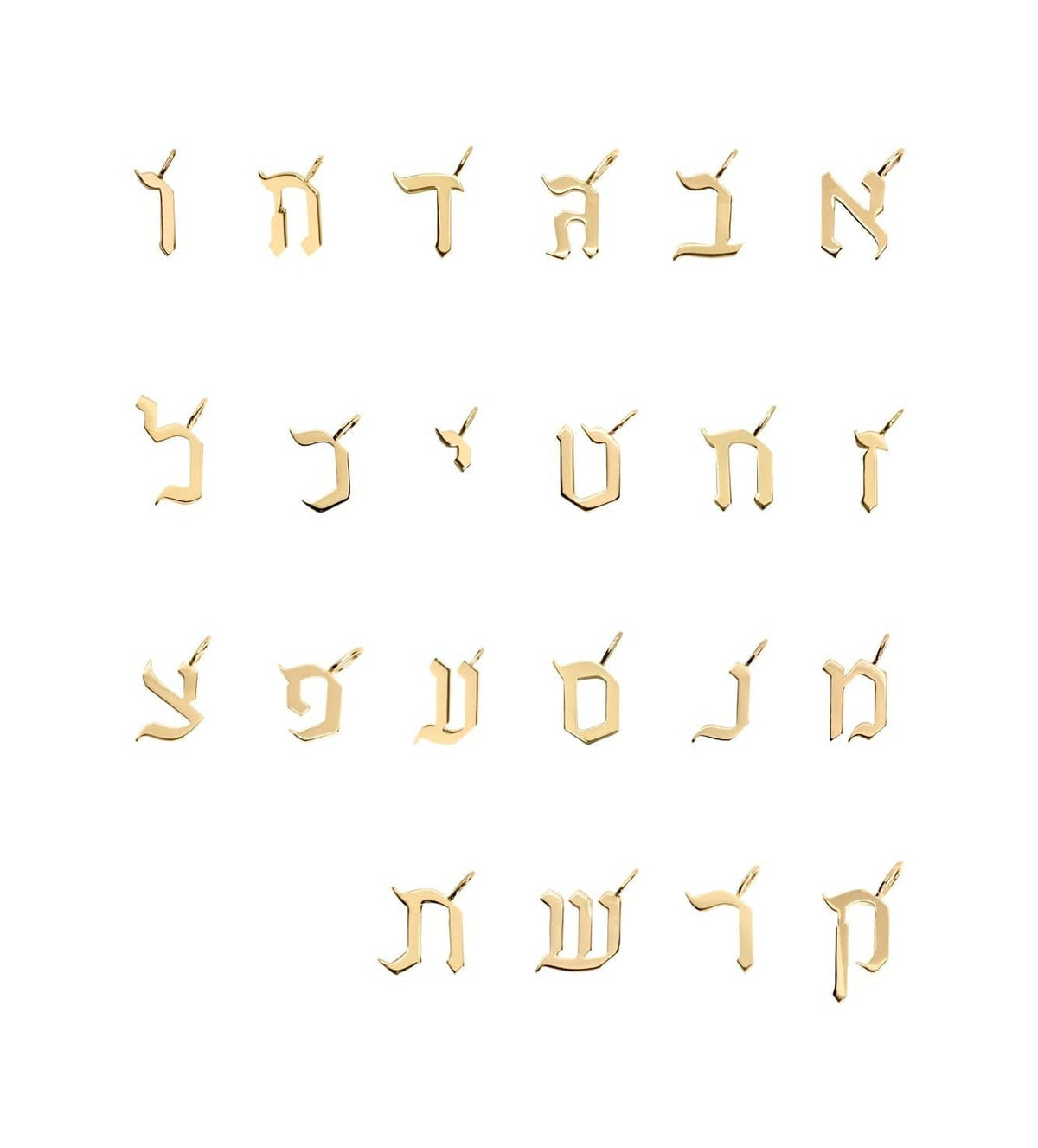 HOTCROWN Earrings Alef Bet Hebrew Letter Stud Earring - 14k Yellow, White or Rose Gold