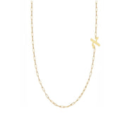 Elle Hebrew Initial Box Chain Necklace - (Sterling Silver, Gold-Plated, or Two-Tone)