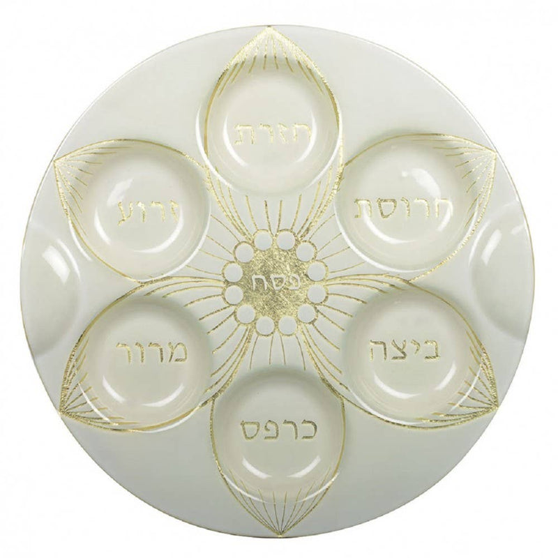Aulica - Golden Leaf Glass Seder Plate - ModernTribe