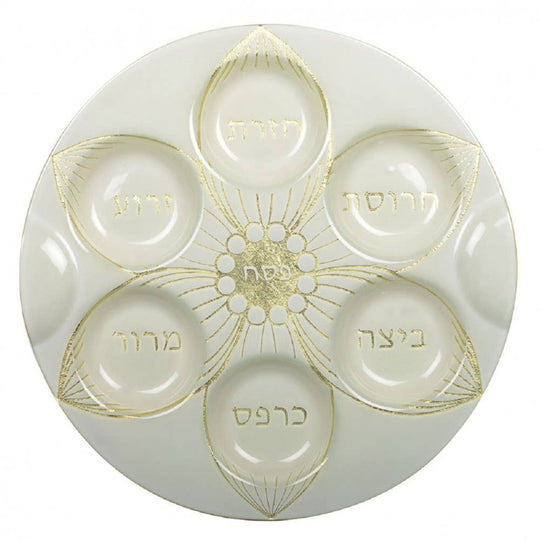 Golden Leaf Glass Seder Plate