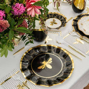 Sophistiplate Dining Plates Honeybee Wavy Paper Dinner Plates - Set of 8