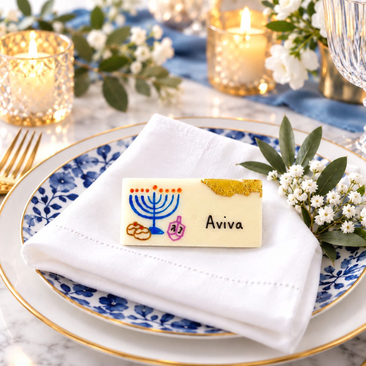 Marzipops Food Personalized Marzipan Luxe Hanukkah Placecards