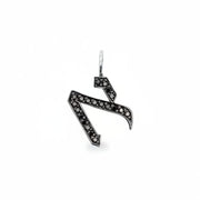 HOTCROWN Necklaces Pendant Only / White Gold / א (Alef) Black Diamond Alef Bet Letter Necklace - 14k Yellow, White or Rose Gold
