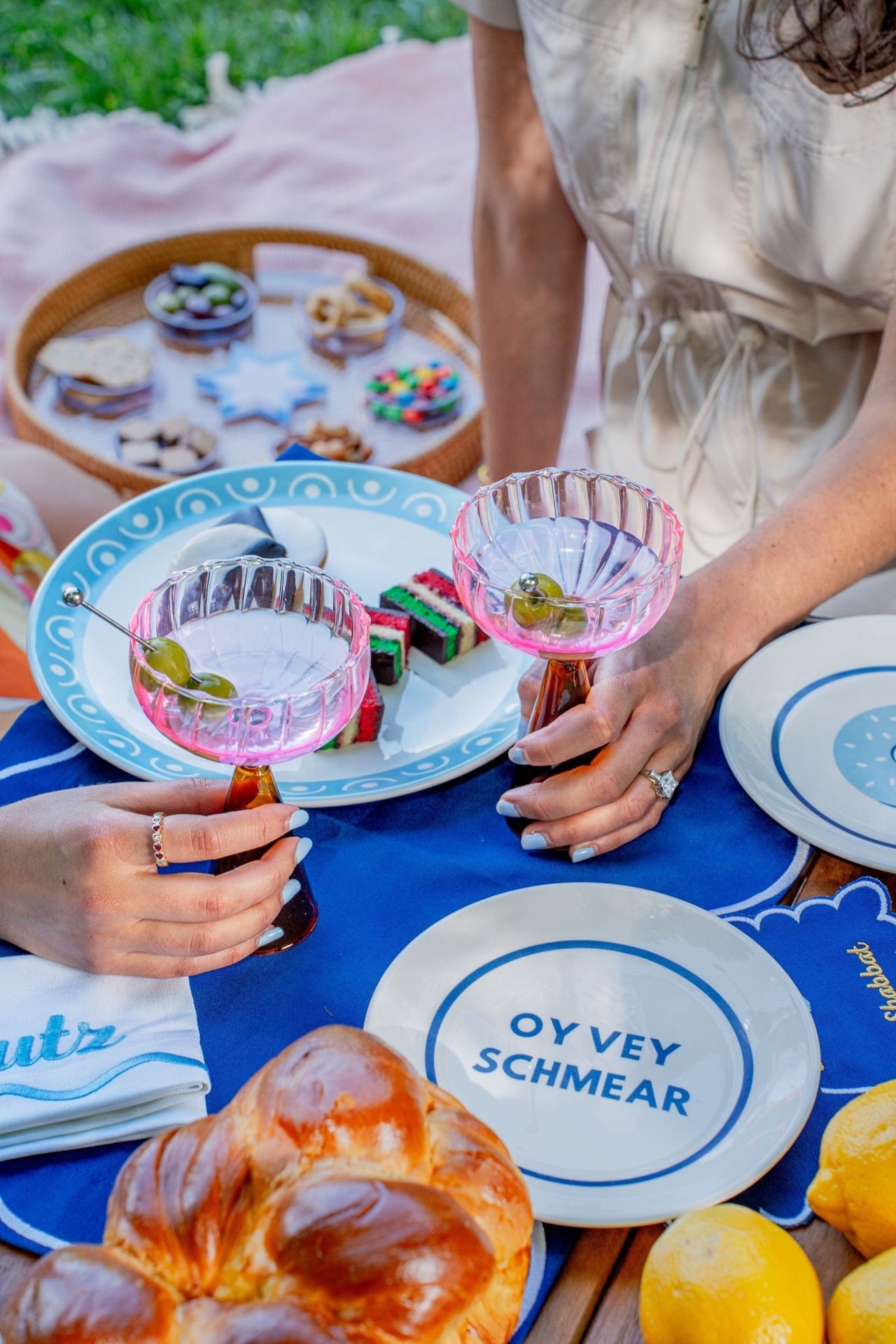 The Nosh Table - Shabbat and Schmear Nosh Porcelain Plates - Set of 4 - ModernTribe
