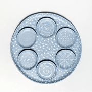 Maiyan Ben Yona - Sky Blue with White Patterns Seder Plate Set by Maiyan Ben Yona - ModernTribe