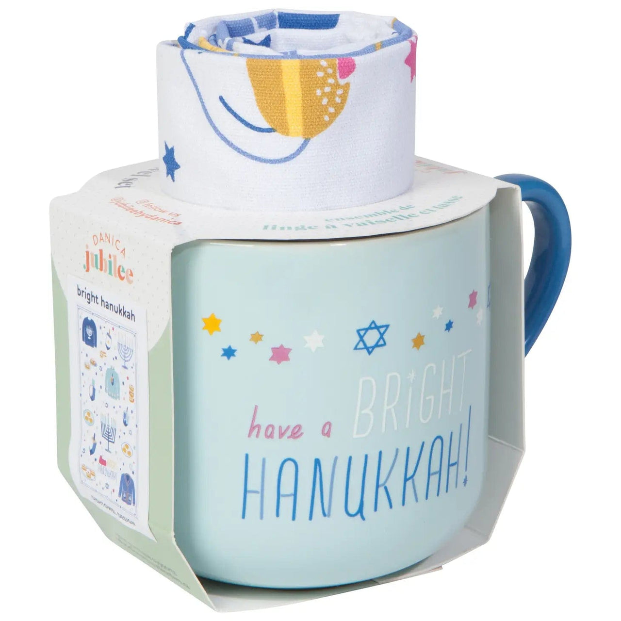 Danica Jubilee - Bright Hanukkah Mug and Dishtowel Set - ModernTribe