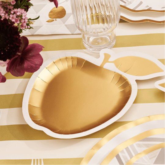 Golden Apple Paper Salad Plates - Set of 8