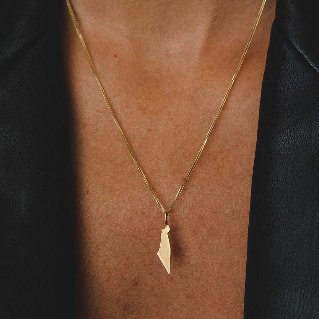 HOTCROWN - Israel Map Solid Necklace - 14k Yellow, Rose or White Gold - ModernTribe