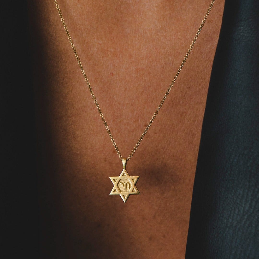 HOTCROWN - Chai Star of David Necklace - 14k Yellow, Rose or White Gold - ModernTribe