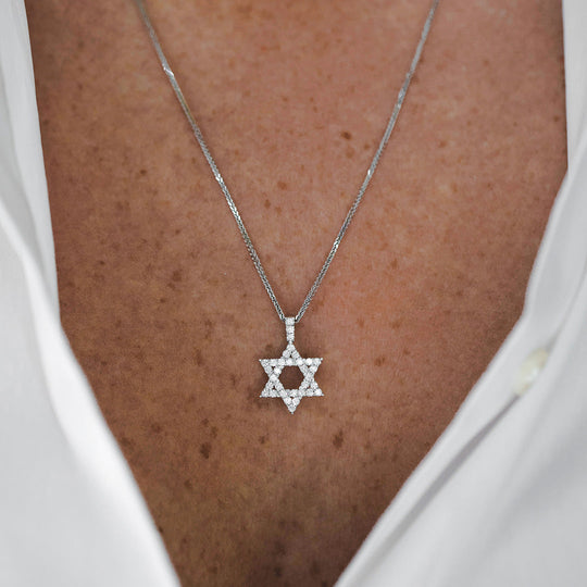 Yehoshua Diamond Star of David Necklace - 14k White, Rose or Yellow Gold