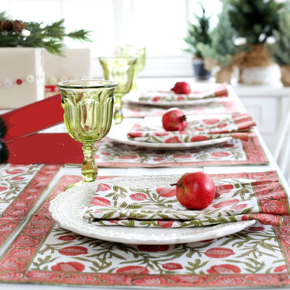 Pacific & Rose Textiles - Warm Red Pomegranate Table Runner - ModernTribe