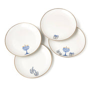 Godinger Dining Plates Gold Rim Hanukkah Appetizer Plates - Set of 4