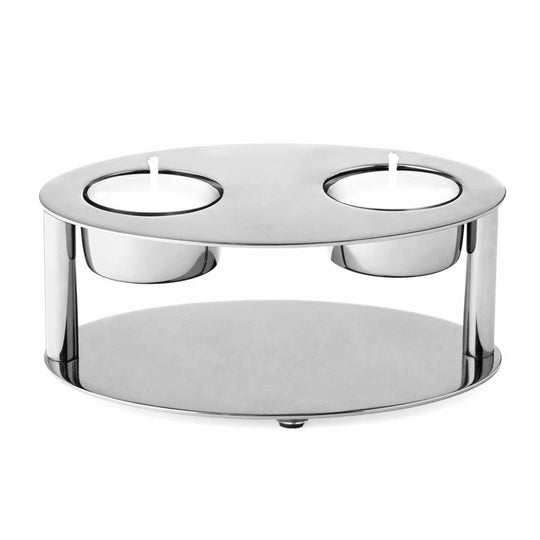 Guilded Tealight Shabbat Candle Holder - Silver