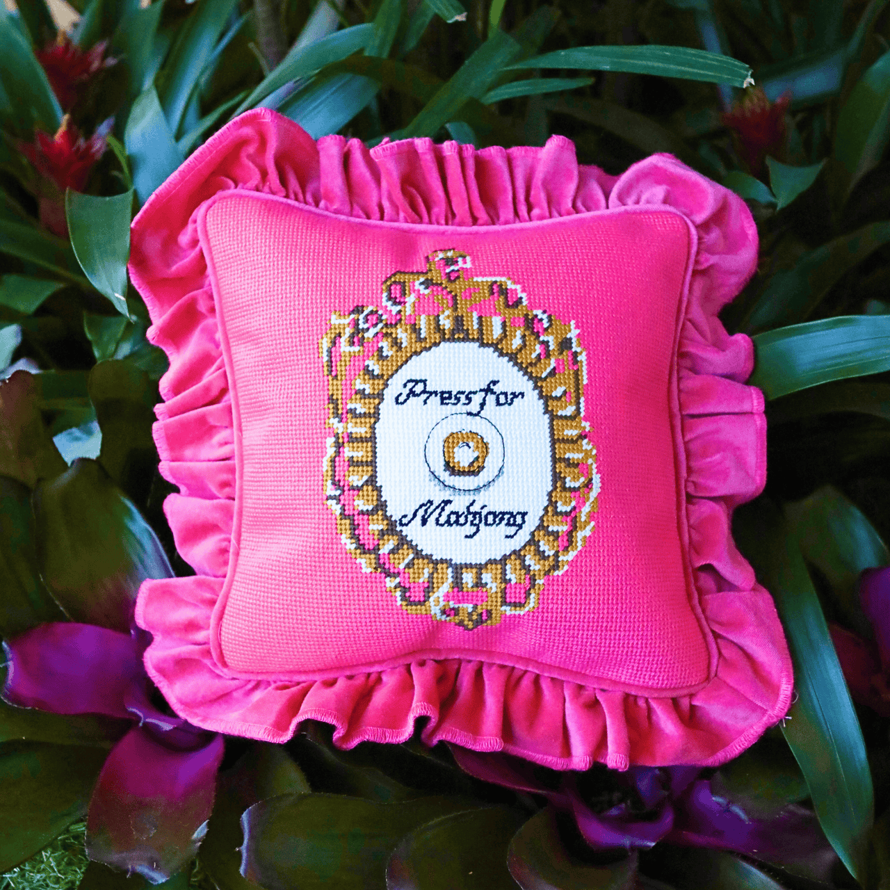 Southern Decorative - Press for Mahjong Needlepoint Pillow - ModernTribe