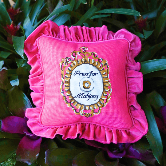 Press for Mahjong Needlepoint Pillow