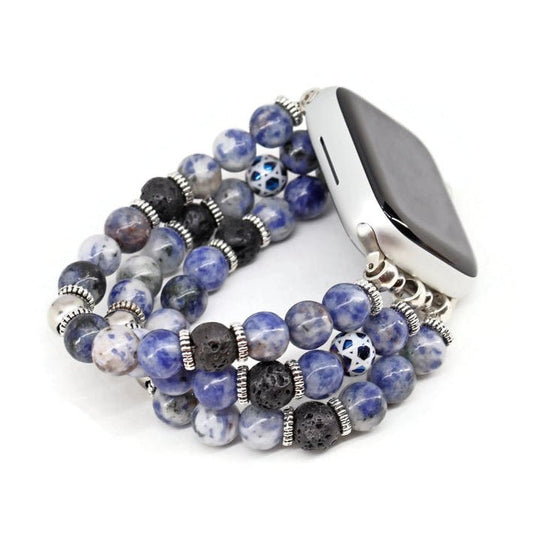 Star of David Blue-Spot Jasper Apple Watch Bracelet