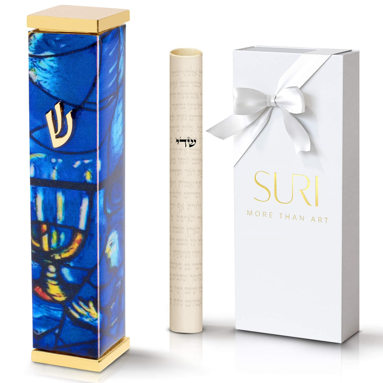 SURI - Blue and Gold Marc Chagall Mezuzah Case - ModernTribe