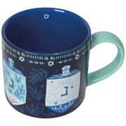 Danica Jubilee - Blue and Metallic Dreidels Mug - ModernTribe