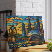 The Rabbi's Wife - Chicago Skyline Stained Glass Style Challah Board - ModernTribe
