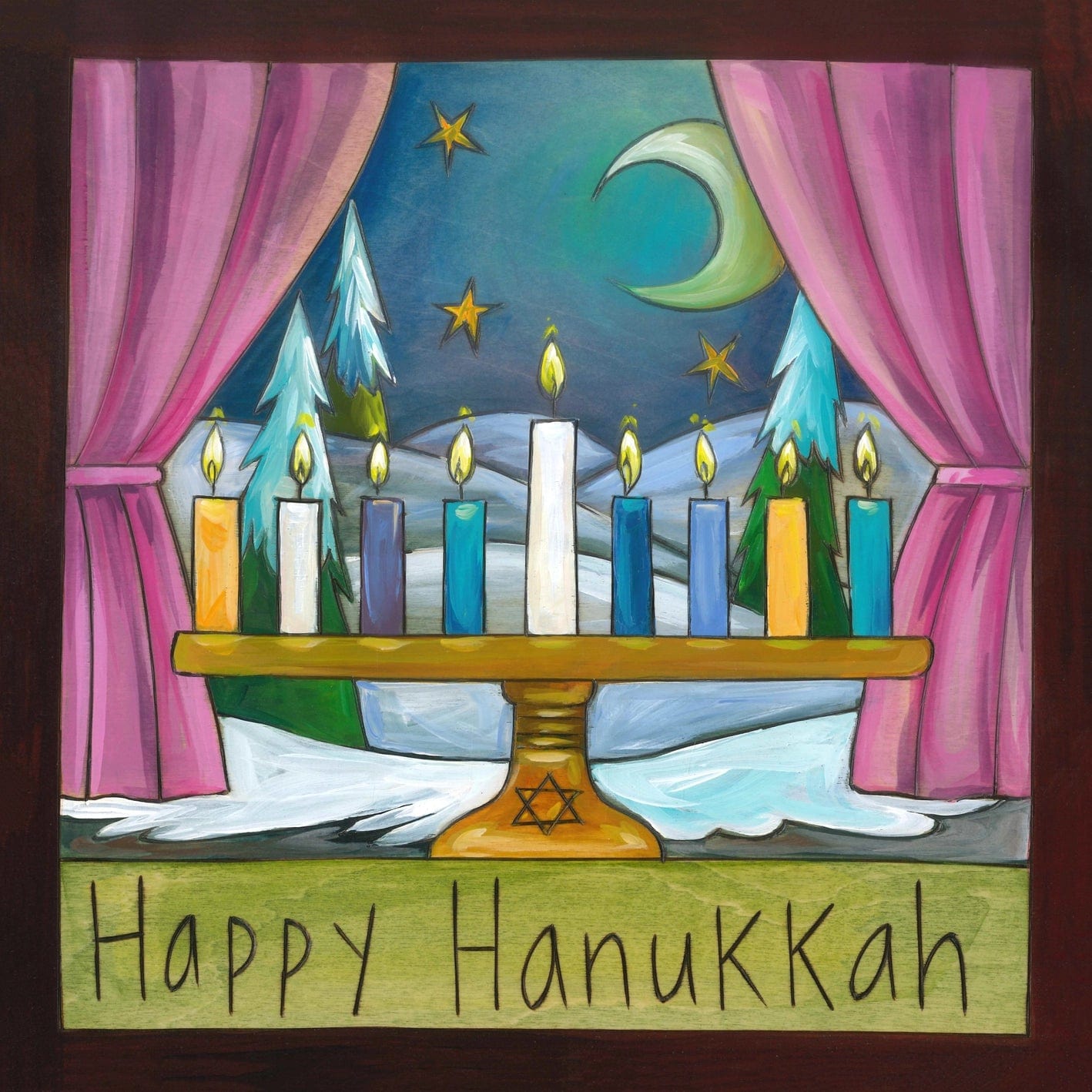 Sticks Art Happy Hanukkah Star of David Wall Plaque