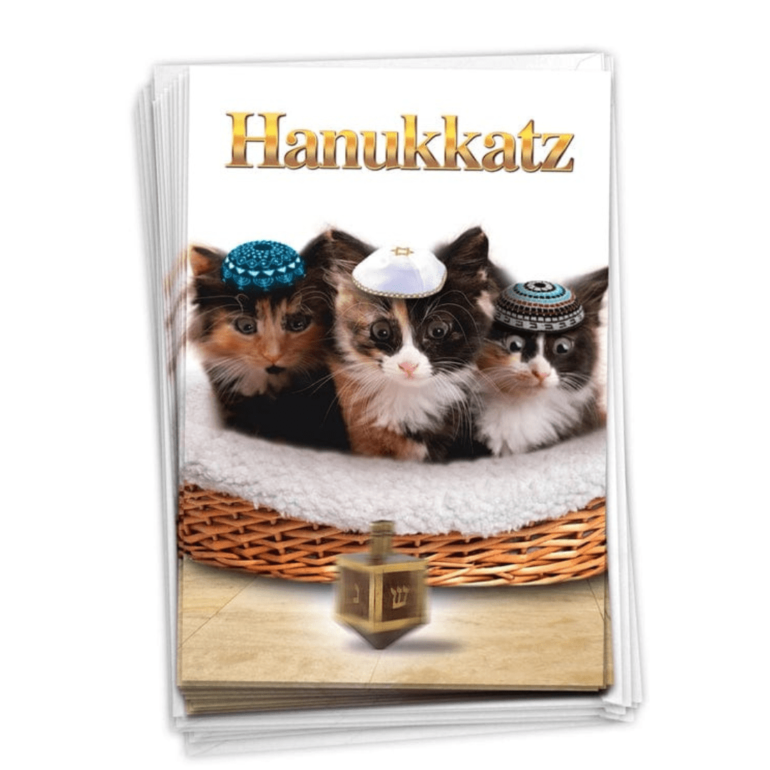 NobleWorks Cards Hanukkah Hanukkatz Cards, Pack of 12