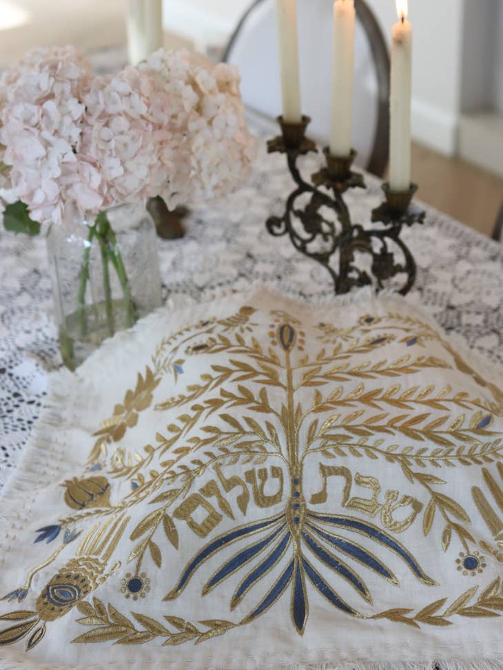 EMUNAH - Handmade Linen Tree Challah Cover - Gold - ModernTribe