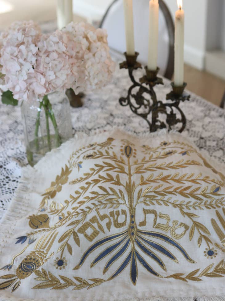 Carolina Benoit Challah Covers Handmade Linen Tree Challah Cover - Gold