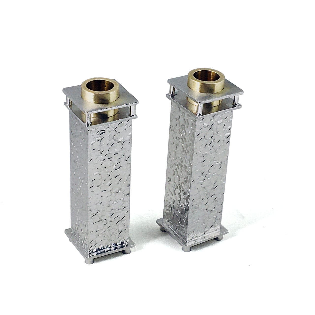 Joy Stember - Commemorative Shabbat Candle Holders with Brass Tray by Joy Stember - (Choice of Pattern) - ModernTribe