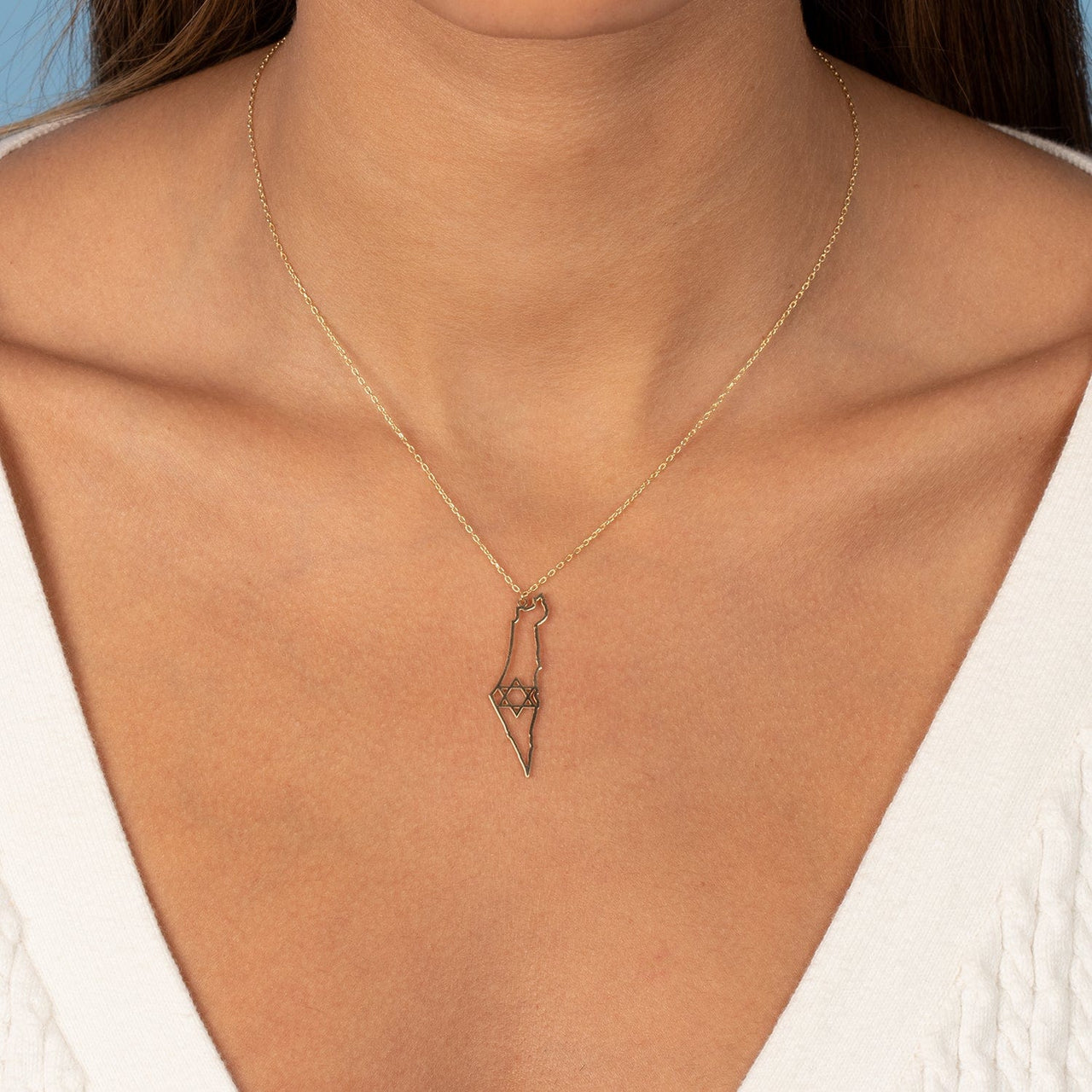 By Adina Eden - Gold - Plated Cutout Star of David Israel Necklace - ModernTribe