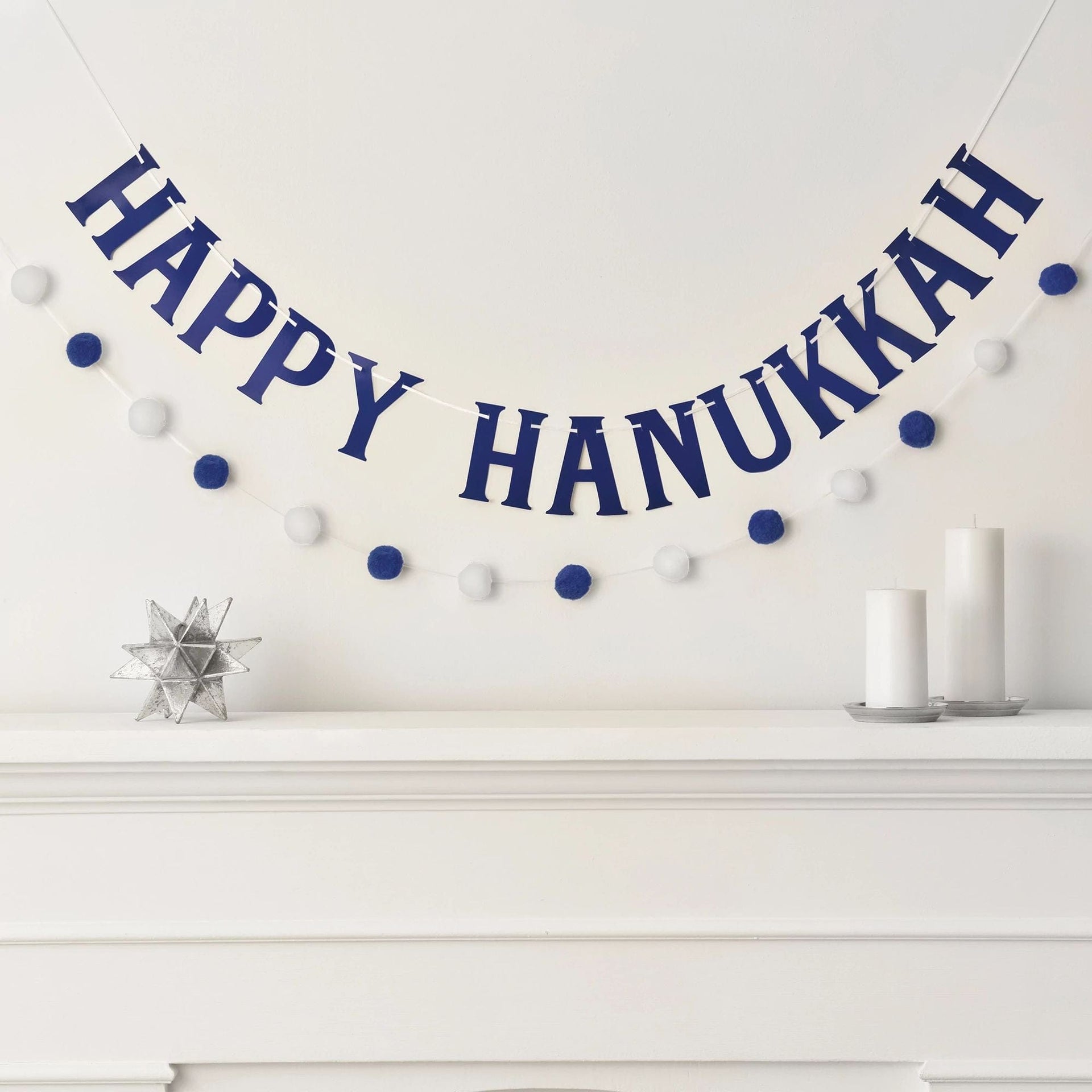 Amscan Decorations Happy Hanukkah Double Pom Pom Banners - (Set of 2)