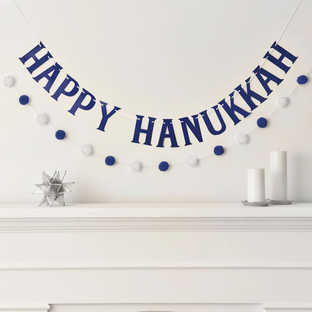 Amscan - Happy Hanukkah Double Pom Pom Banners - (Set of Two) - ModernTribe