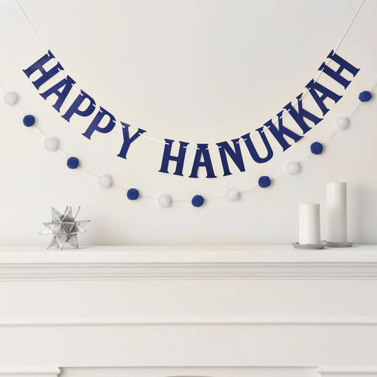 Happy Hanukkah Double Pom Pom Banners - (Set of Two)