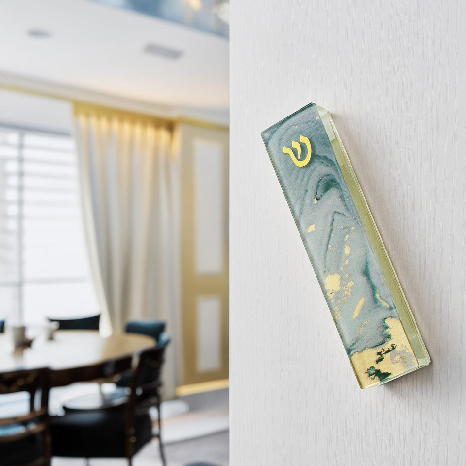 Rite Lite - Sage Marble Art Glass Mezuzah - ModernTribe